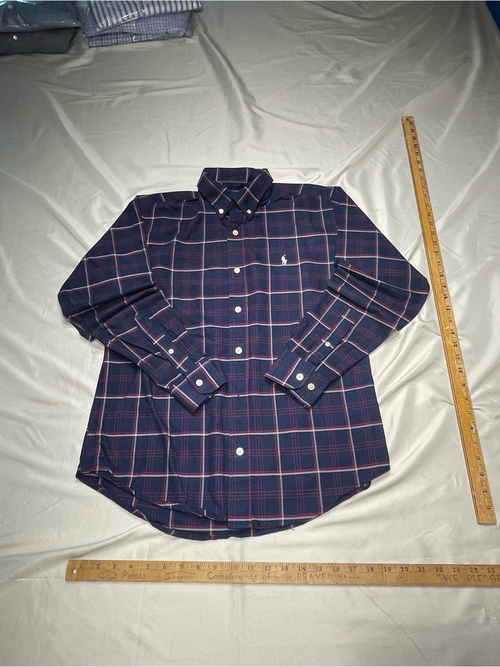 Polo by Ralph Lauren Navy Plaid Shirt with Red Windowpane